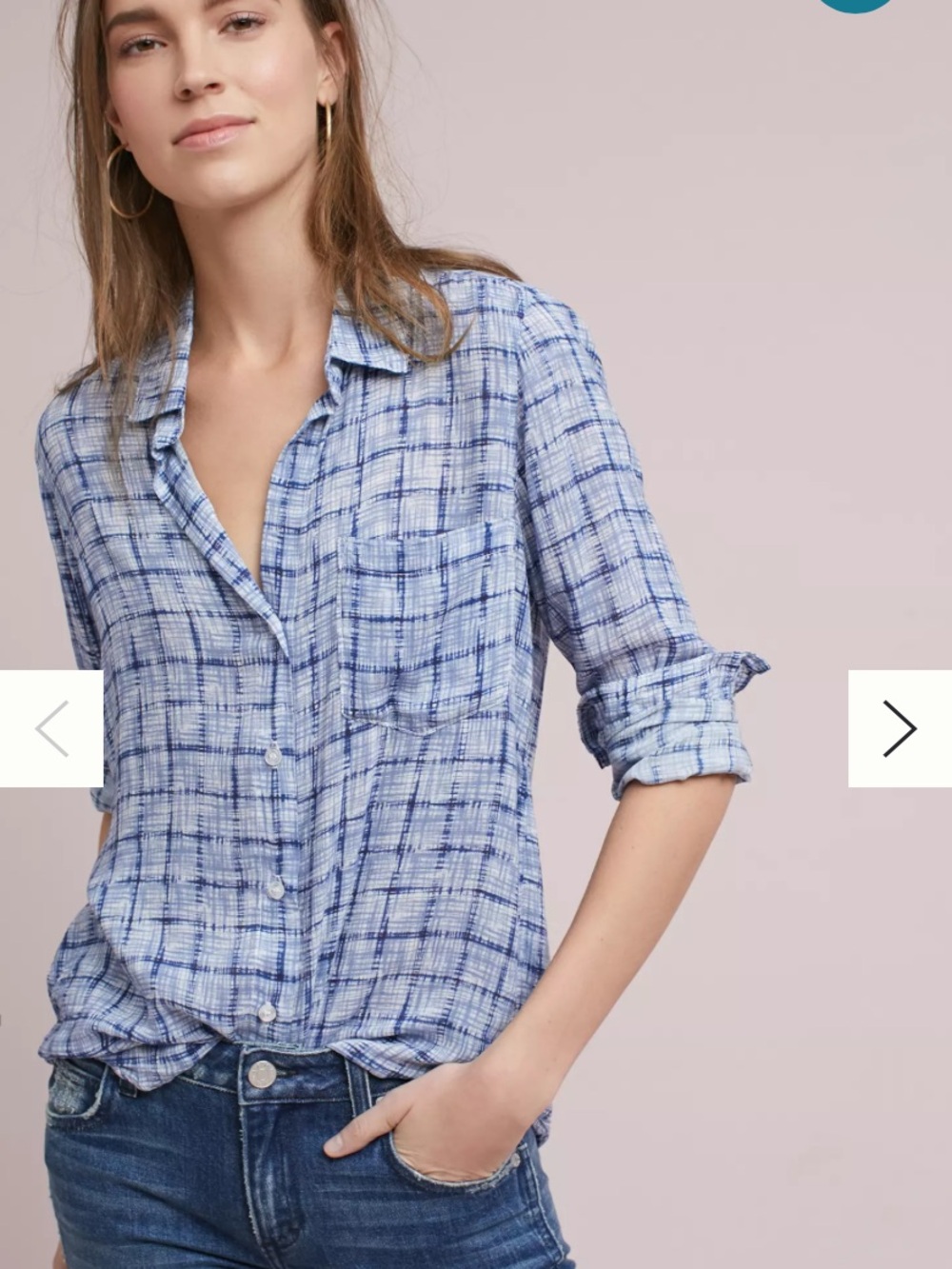 Anthropologie Cloth & Stone Brushstroke Plaid Button-down Blouse Size S